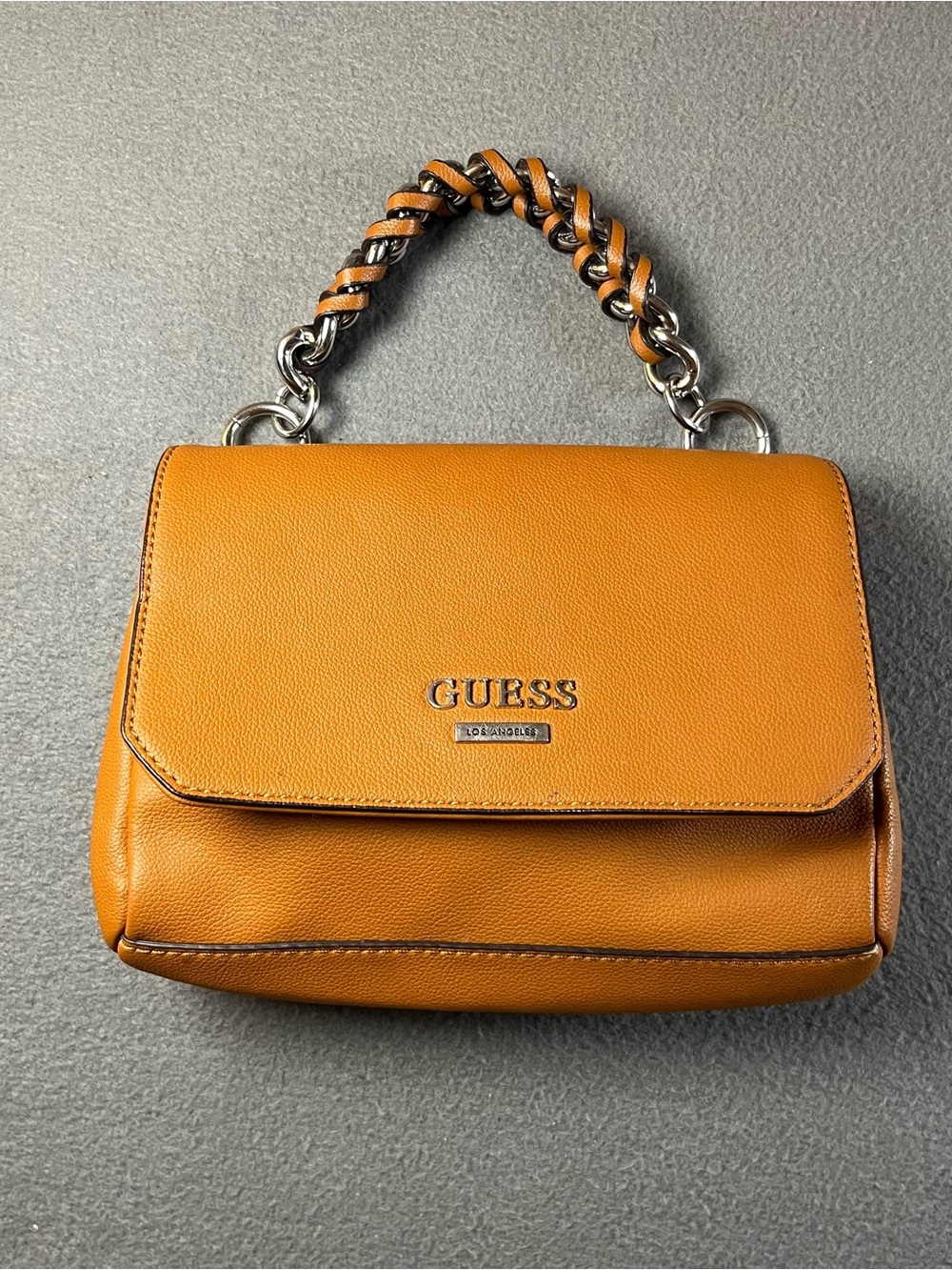 Guess Handbag Top Handle Women’s Brown Bucket WeavedChainHandle